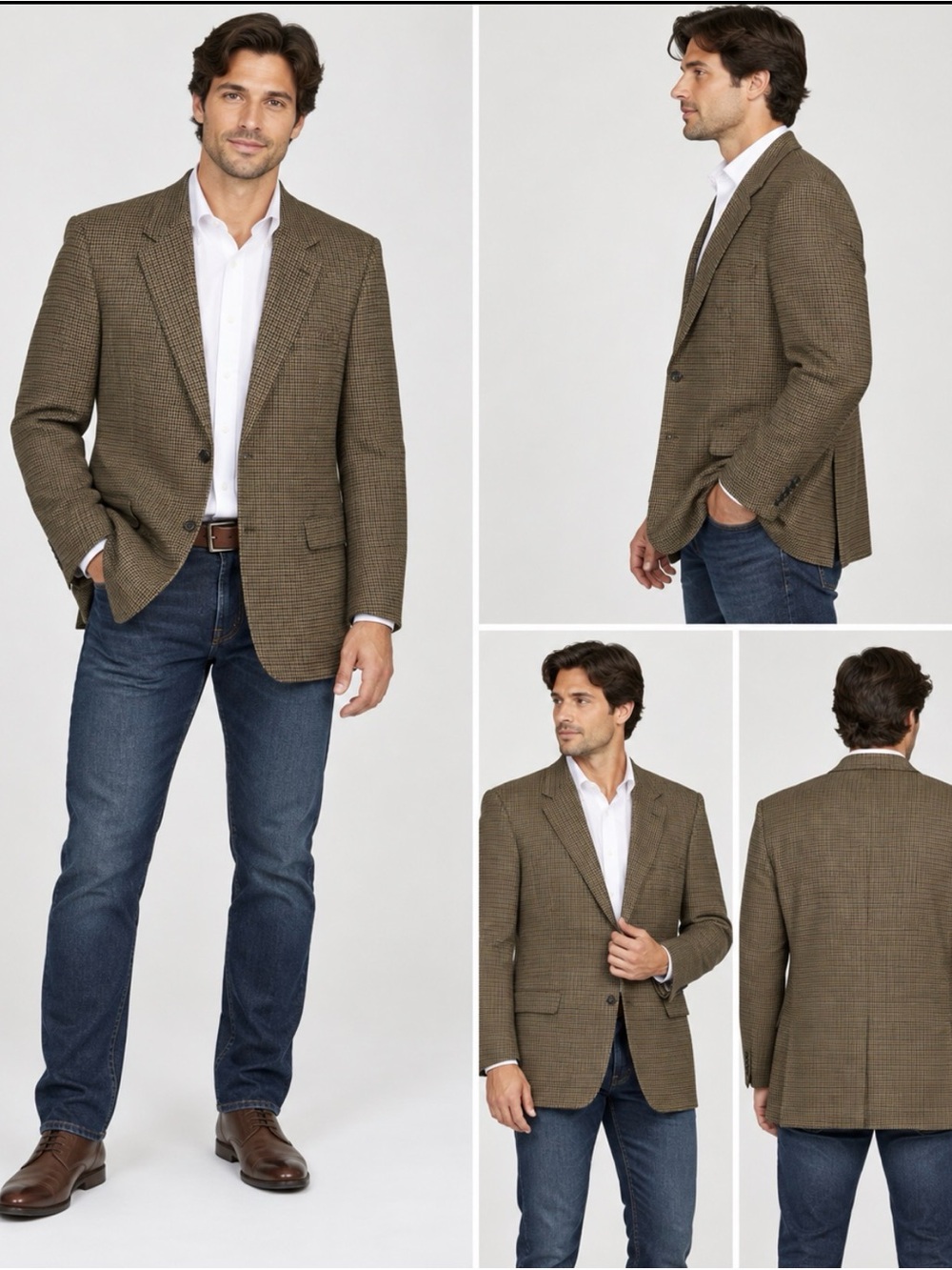 Club Room Men’s 44L Wool Cashmere Houndstooth Sport Coat Blazer